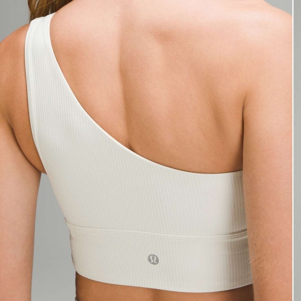 Lululemon Asymmetrical Ribbed Bra Crop-Color-Bone Radiate Transparent Foil